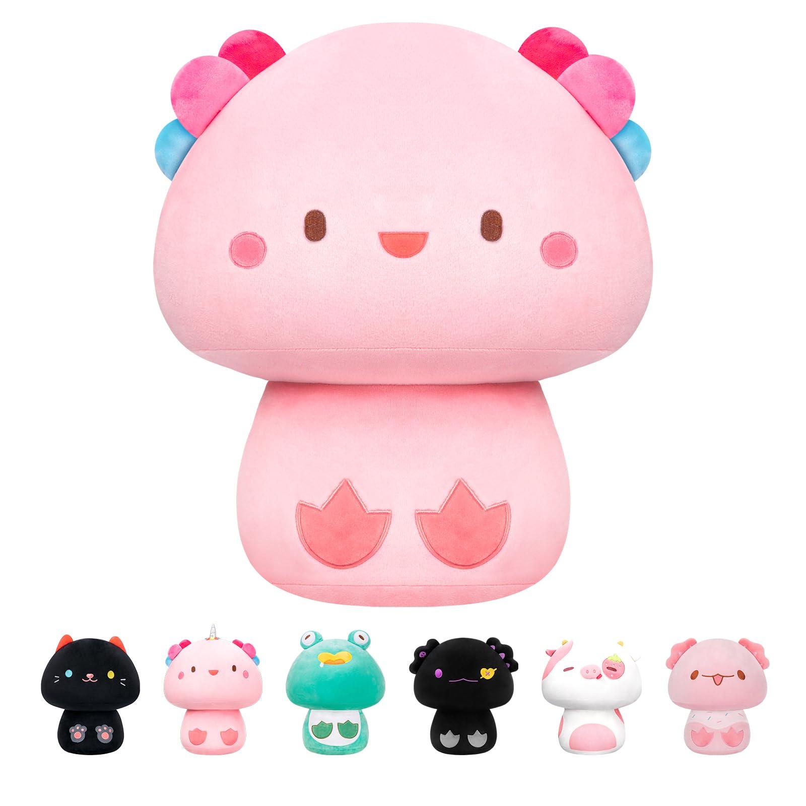 Mewaii 8'' Soft Axolotl Mushroom Plushie Stuffed Animal Plush Pillow Squishy Toy - Pink