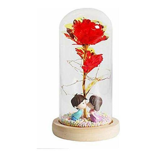 Ironhorse Unique Romantic Colorful Artificial Flower Gift Rose Light Decoration In Glass Dome Cover Home With LED Light ValentineS Day For Women Christmas Wedding Anniversary And Birthday ? 1