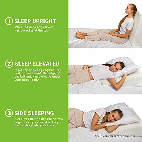 Premium Bed Wedge Pillow - Hypoallergenic Support Pillow for Acid Reflux/Back Pain/Allergies/Snoring/Heartburn - Bamboo Derived Washable Cover - Doctor Designed/CertiPUR Certified 3