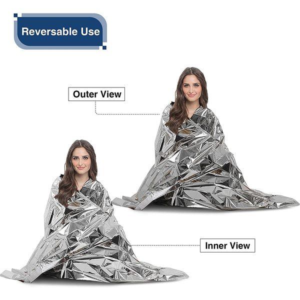 Risen Emergency Foil Mylar Thermal Blankets - Retains 90% of Body Heat, High Reflective Space Safety Blanket - Ideal Supply for Survival, Outdoors, Camping, Hiking, First Aid (4 Silver 4 Gold) 3