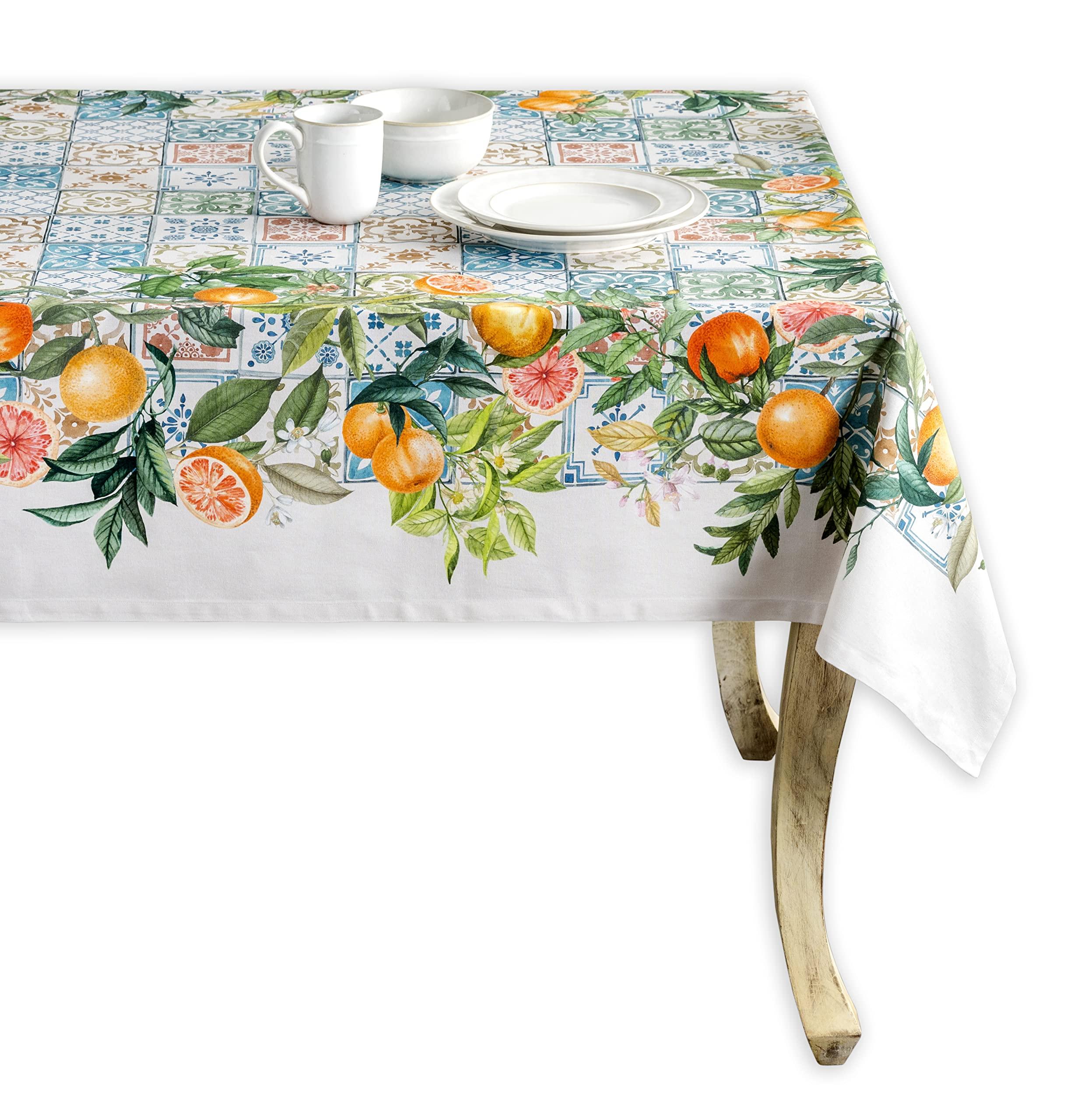 Maison d' Hermine Table Cloths 100% Cotton 140cm x 180cm Decorative Washable Square Tablecloth Easter Table cloth for Dining, Kitchen, Parties & Camping, Pivoine - Spring/Summer