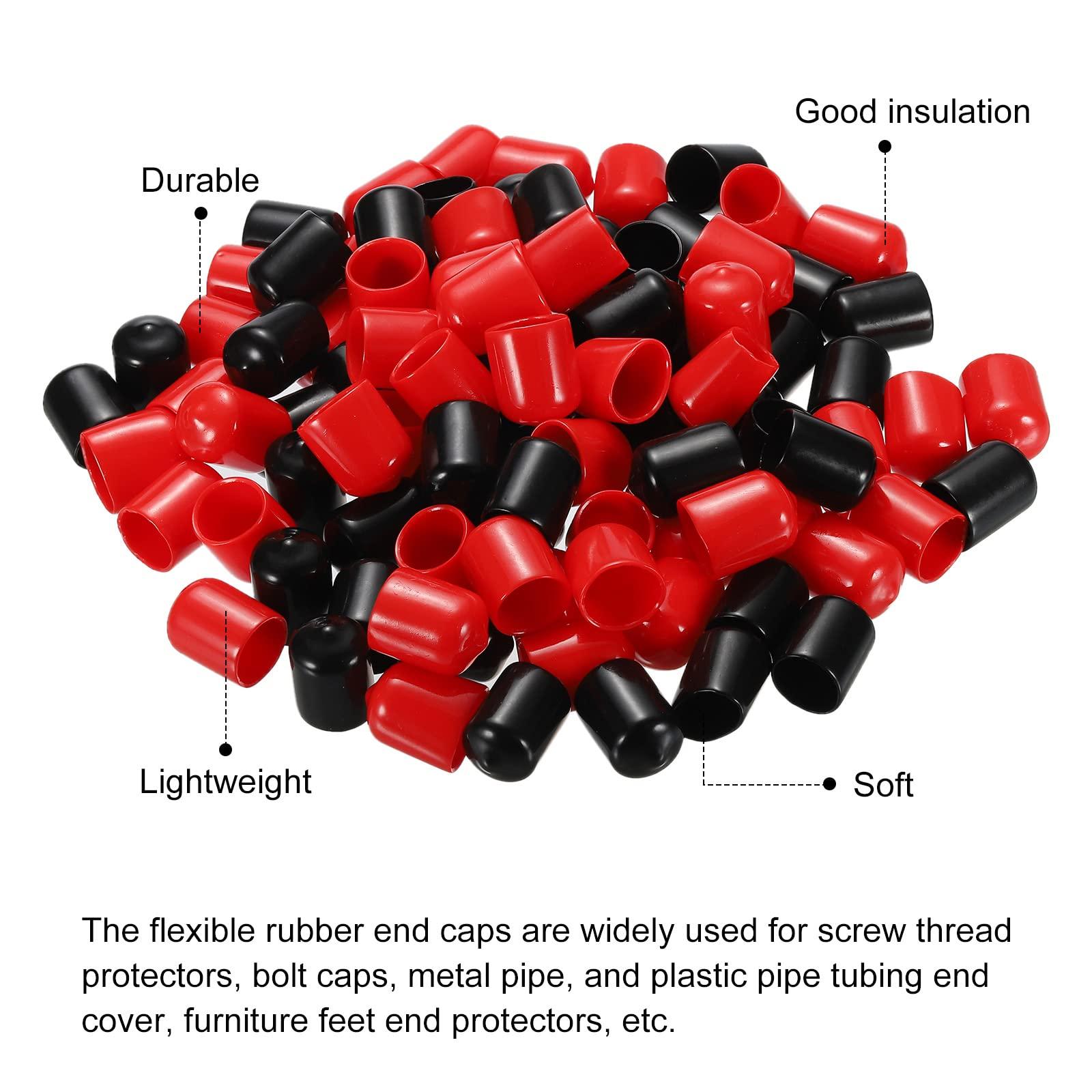sourcing map 100pcs Rubber End Caps Cover Assortment 15mm PVC Vinyl Screw Thread Protector for Screw Bolt Black Red 3