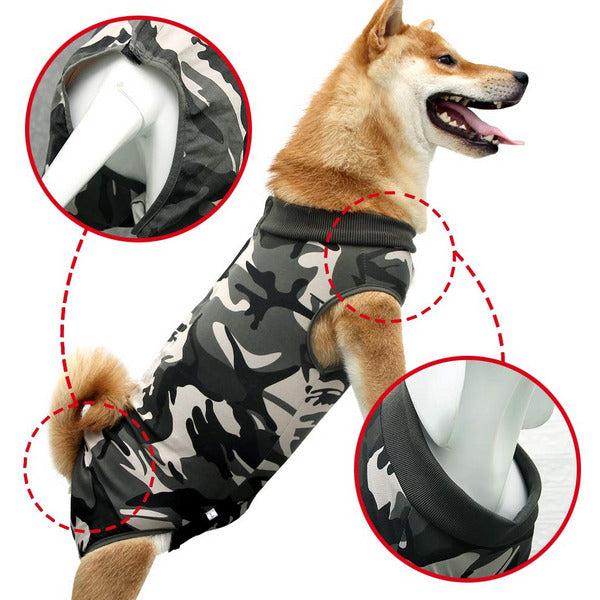 Dog Recovery Suit Cat Abdominal Wound Protector Puppy Medical Surgical Clothes Post-operative Vest Pet After Surgery Wear Substitute E-collar & Cone (L, Camouflage) 1