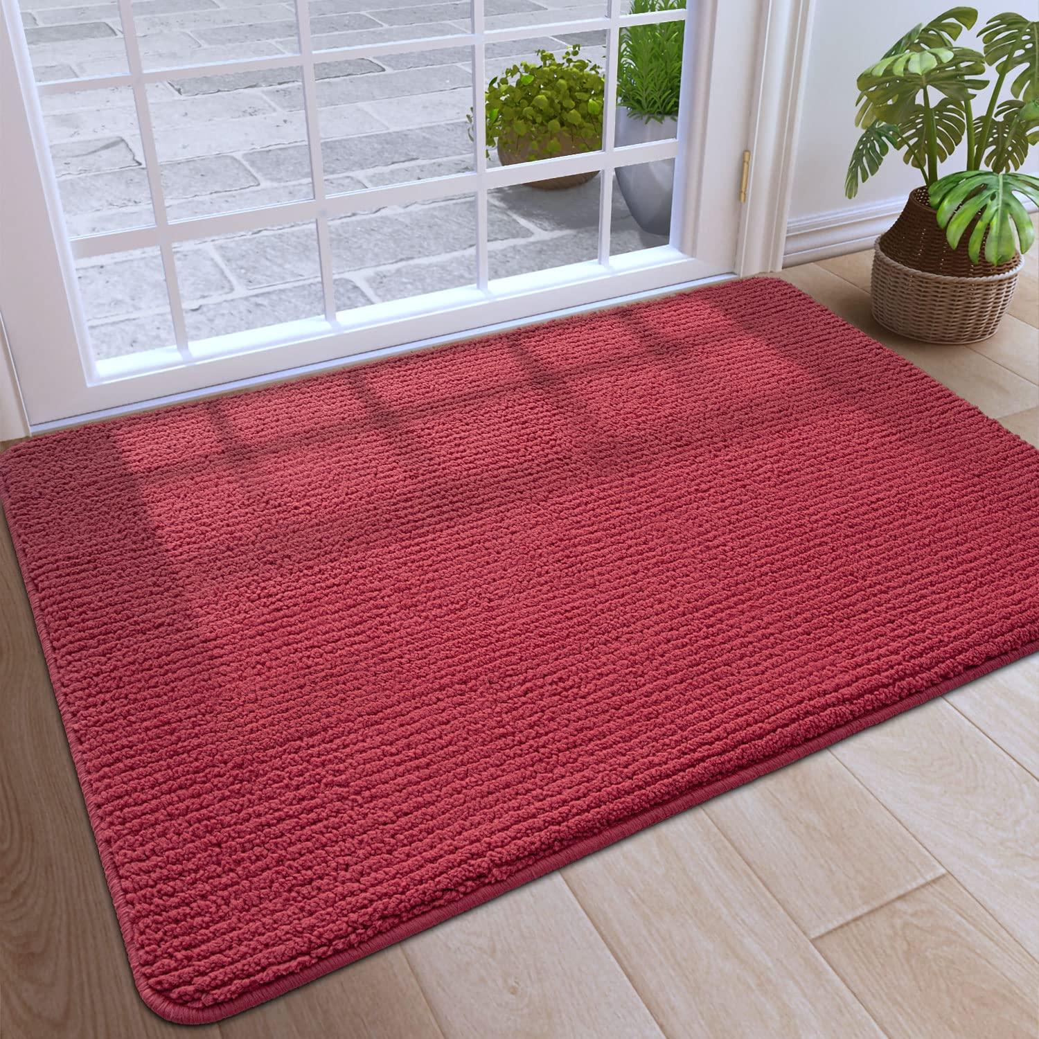 DEXI Door Mats Indoor 90 x 150 cm, Non-Slip Front Door Mats for Entrance, Super Absorbent Doormat Inside, Washable Soft Floor Mat Carpet- Red