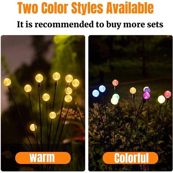 2 Pack 6 LEDs Solar Lights Outdoor Garden, Solar Swaying Light Firework Lights, Waterproof Pathway Light Garden Lights Solar Powered Firefly Lights Solar Stake Lights for Garden Landscape 4