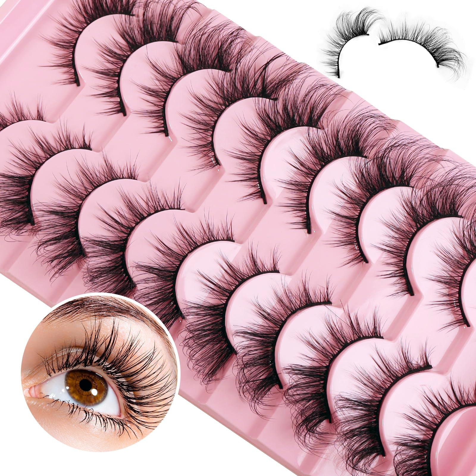 Manga Lashes Natural Wet Look Wispy Spiky Lashes 10 Pairs Anime Eyelashes Wispy Natural Lashes Extension Strip Thai Fake Eye Lashes Handmade Thick Soft Fake Eyelashes (Fox＆Cat A03)