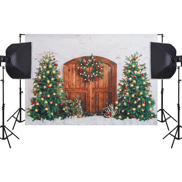 Kate Christmas Background Christmas Photo Background Christmas Tree Snow Barn Garland Photo Studio Props 2.2x1.5m Microfiber for Photography 1