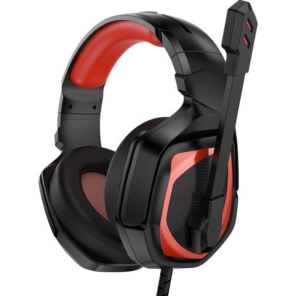 Emonoo Red Gaming Headset with 3.5mm Plug for PC Gamer 0