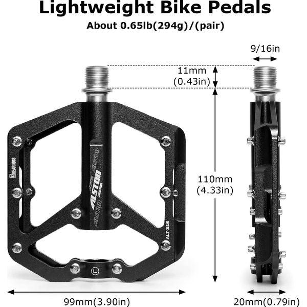 Alston MTB Bike Pedals CNC Bike Platform Pedals Cycling Pedals 3 Sealed Bearings 9/16 Non-Slip Bicycle Pedal for BMX Mountain Road Bike 1