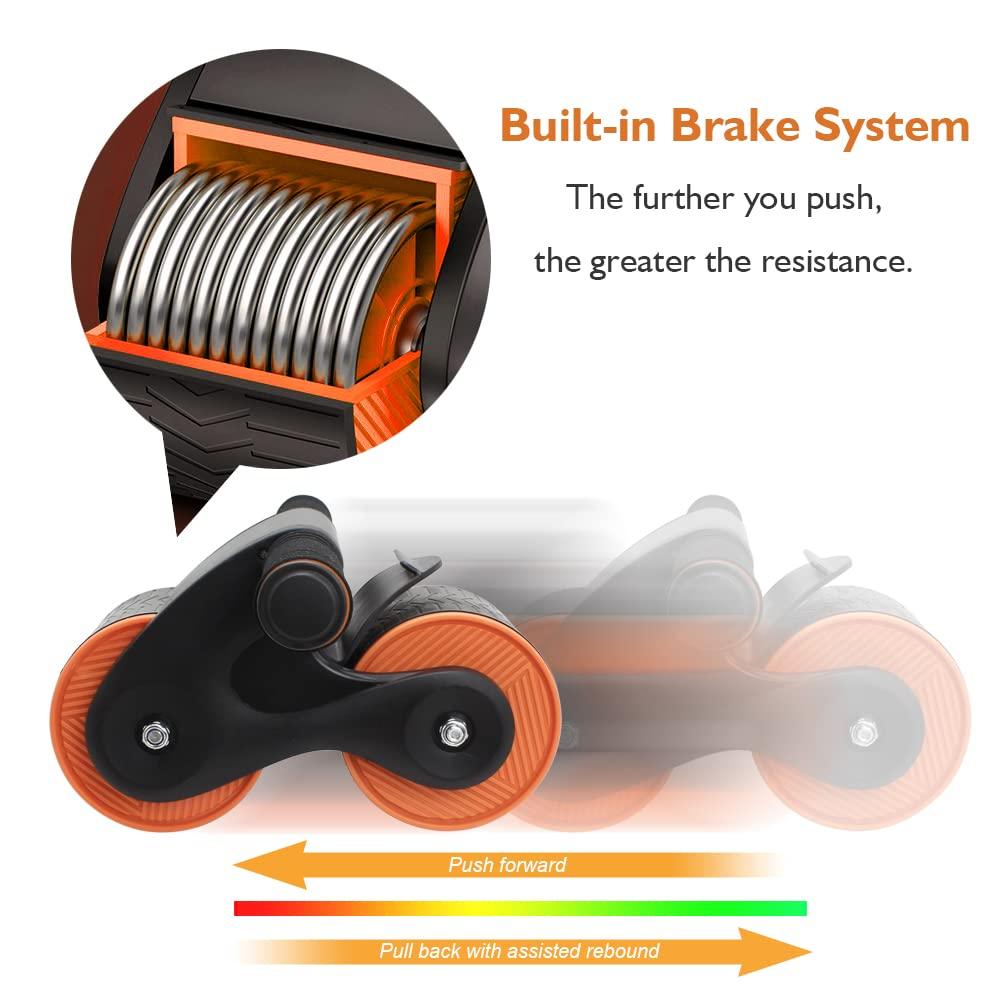 Abdominal Wheel Ab Roller Auto Rebound GLIBBUL Exercise Equipment Core Strength Training for Abs Workout Home Gym Use (Orange) 8