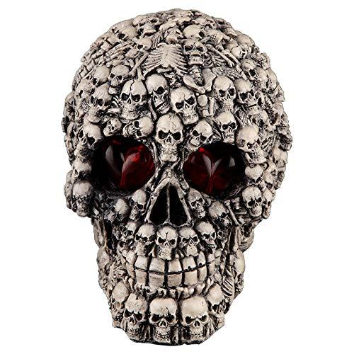 Xshelley Halloween LEDgreyresin Skull Light Bar Table Decorations Cool Birthday Surprise Decorative Night Light Skull Ornament with LED Light Up Eyes Desk Lamp for Gothic Party Decoration 0