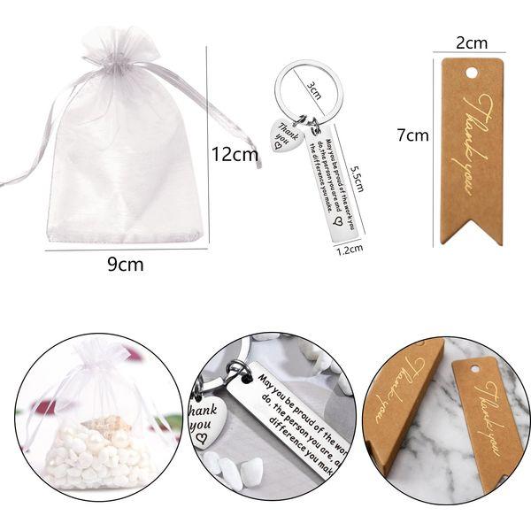 REWOSAL Thank You Key Rings Bulk, Small Thank You Gifts Appreciation Keychain Motivational Gifts for Colleagues Teacher Friends Employees Nurse 1