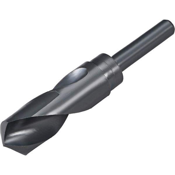 sourcing map Reduced Shank Drill Bit 27.5mm High Speed Steel HSS 6542 Black Oxide with 1/2 Inch Straight Shank 0