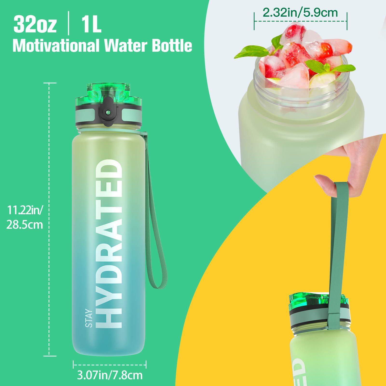 Sahara Sailor Water Bottle,1000ml Motivational Water Bottle, Sport Drinks Bottle with Times to Drink & Lock Cover, Leak Proof, BPA Free, for Gym, School, Cycling (Green Gradual Blue) (SAYDPWBW001) 4