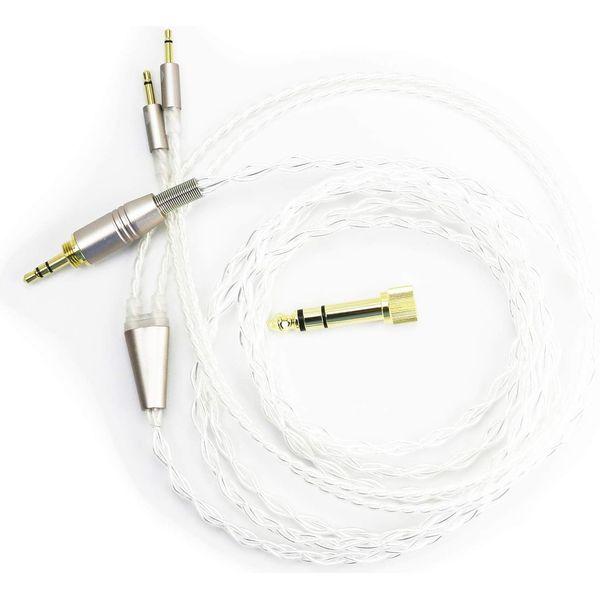 Replacement Audio Upgrade Cable Compatible with Monolith M1060, M1060C, M565, M565 Headphones Silver Plated Wire with 3.5mm 1/8" Male and 6.3mm 1/4" Adapter 1