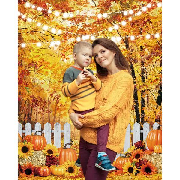 Fall Backdrop for Photography 6x8FT Autumn Forest Landscape Oil Painting Background Harvest Pumpkin Sunflowers Baby Shower Birthday Party Decorations Portrait Photobooth Props 3