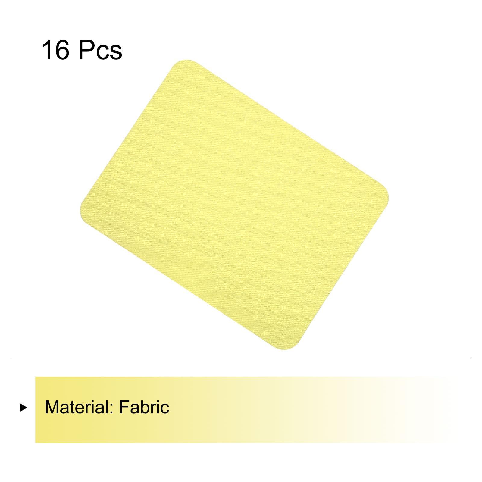 sourcing map 16Pcs Iron on Patches Fabric Repair Patches Iron-On Mending Fabric Light Yellow 4.9"x3.7" for Clothes Repair, Pants, Bags Hole Repairing and Decoration 2