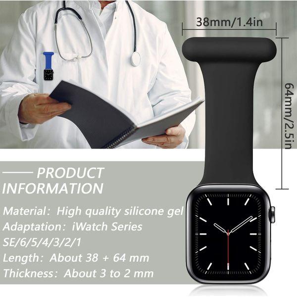 Aveegel Compatible with Apple Watch Strap 38mm/40mm, 42/44mm, Silicone Pin Fob for Nurses Midwives Doctors Healthcare Paramedics, Infection Control Design for iWatch Series SE / 6/5/ 4/3/ 2/1 4