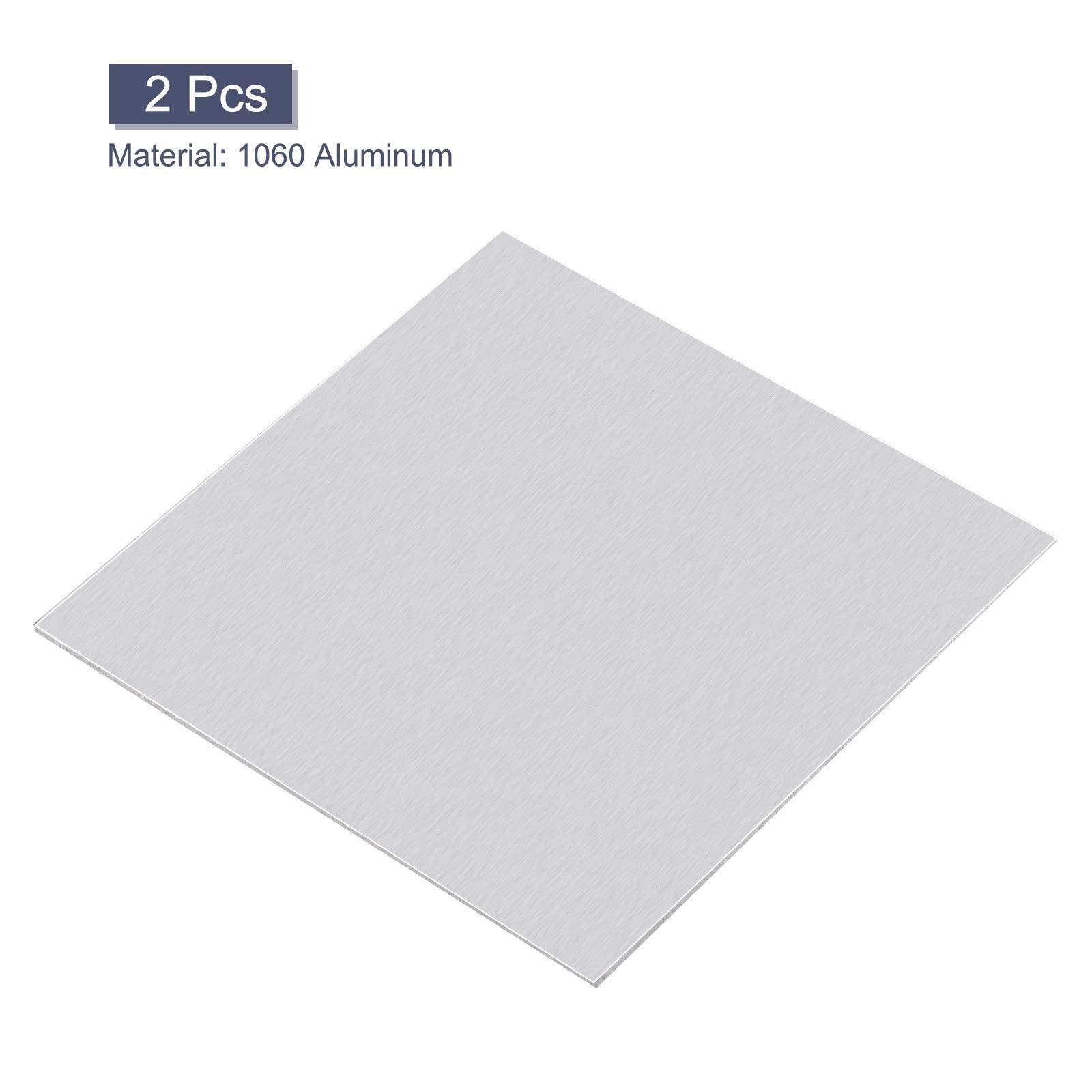 sourcing map 1060 Aluminum Sheet, 300mm x 300mm Rectangle Aluminum Plate 1mm Thick Flat Metal Stock with Protective Film, 2Pcs 2