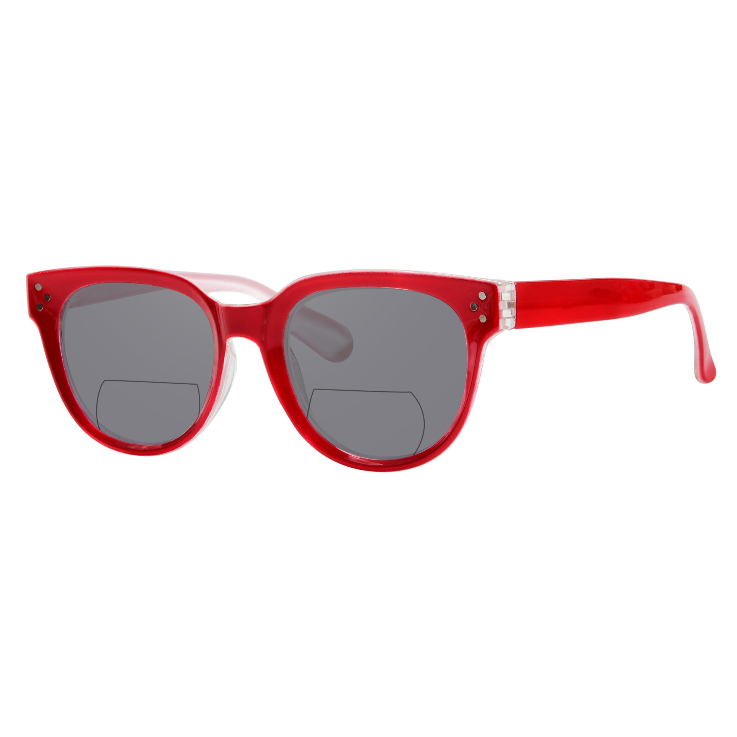 Eyekepper Bifocal Glasses for Women Reading under the Sun Stylish Bifocal Readers Tinted Lens - Red +3.00 5