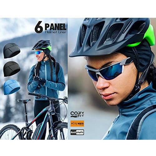EMPIRELION Helmet Liner Skull Cap Beanie in 6-Panel, Winter Thermal Running Hats with Full Ear Covers and Performance Moisture Wicking (Bule) 3