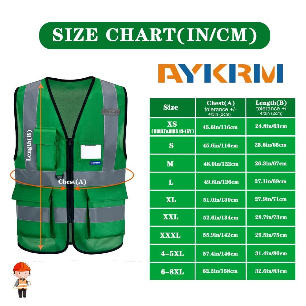 AYKRM Dark green high viz Class 2 hi vis Zipper Front High Visibility vest Hi Vis Executive Vest Waistcoat with Phone & ID Pockets 1