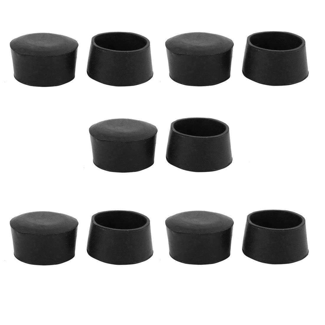 sourcingmap 10pcs Furniture Desk Chair Round Rubber Leg Tip Cap 50mm Inner Diameter Black 3