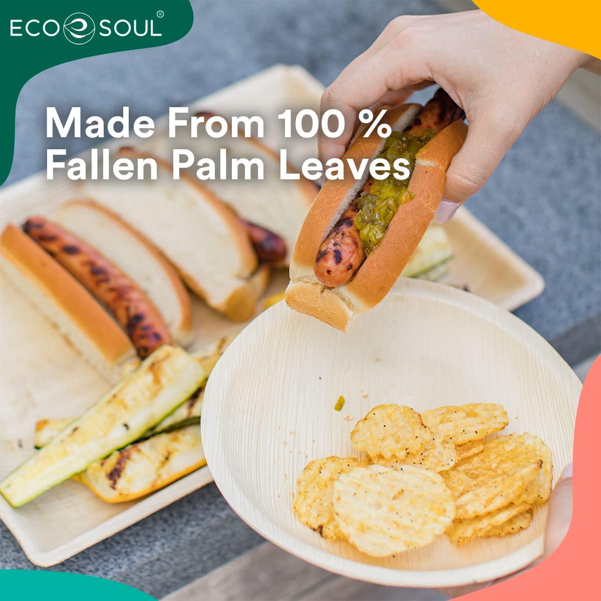 ECO SOUL Compostable 15cm Round Palm Leaf Plates | Pack of 200 | Disposable Bamboo-Like Tableware for Party, BBQ, Picnic, Wedding | Recyclable, Eco-Friendly, Alternative to Plastic & Paper Plates 3