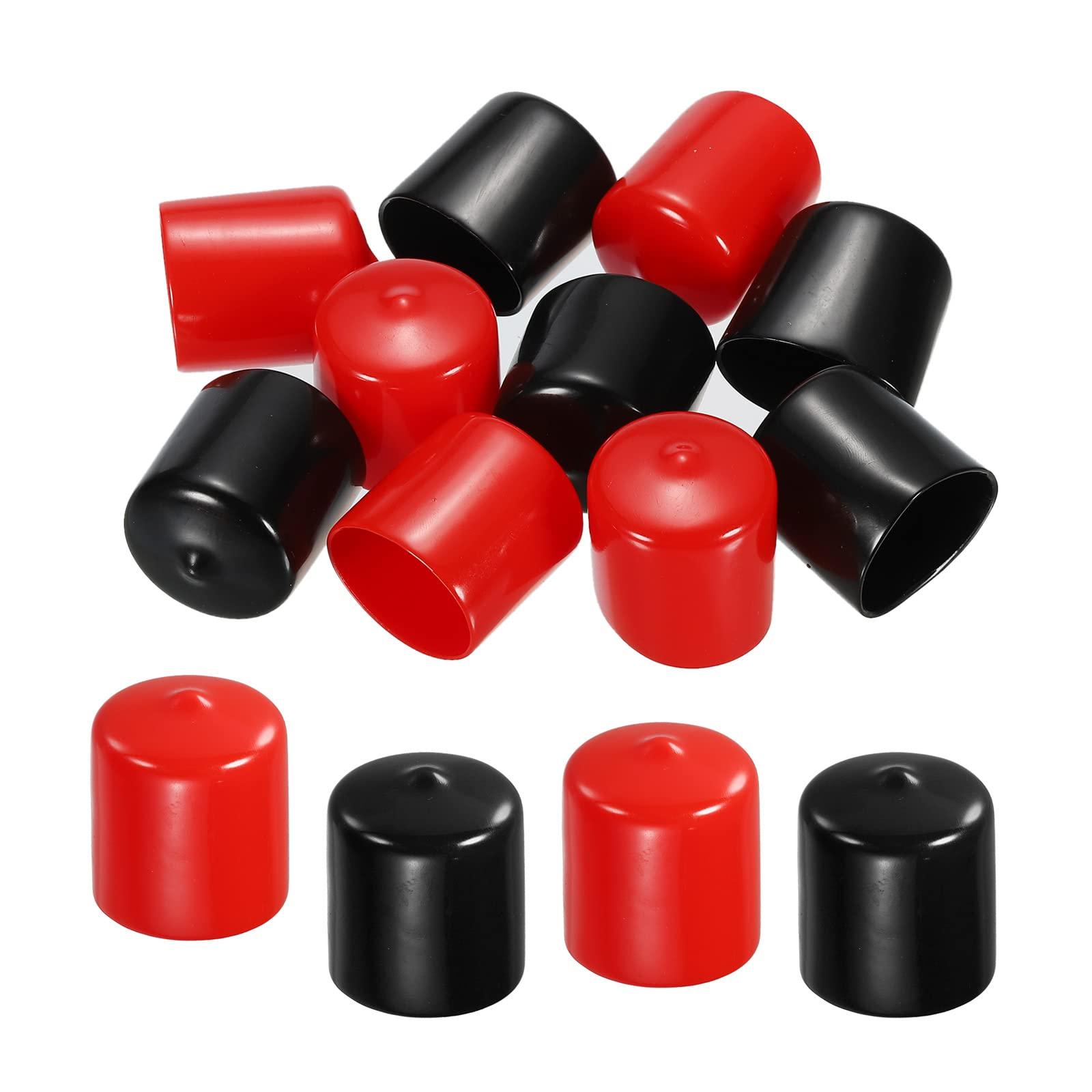 sourcing map 10pcs Rubber End Caps Cover Assortment 28mm PVC Vinyl Screw Thread Protector for Screw Bolt, Black Red 0