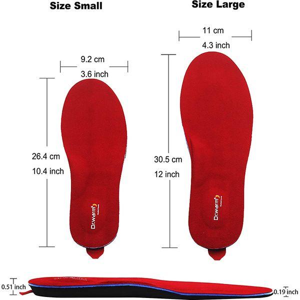 Wireless Heated Insoles, Remote Control Heating Insoles, Rechargeable Battery Heated Insoles with Arch Support Foot Warmer for Hunting Fishing Hiking Red (Large EUROP SIZE:41-45) 4