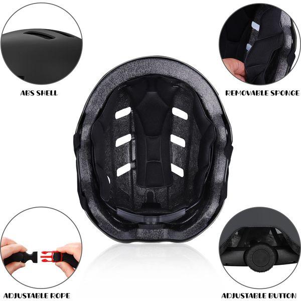 GIEMIT Bike Helmet,Youth Skateboard Helmet Impact Resistance for Multi-Sport,Lightweight Adjustable Bicycle Helmet for Boys Girls Fit Head Size 54-58cm(21.2"-22.8â) (Black) 1