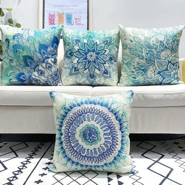LAXEUYO Pack of 4 Cushion Covers, Retro Classic Love Flower Pattern Cotton Linen Decorative Throw Pillow Covers Pillow Cases for Sofa 18x18 inches 1