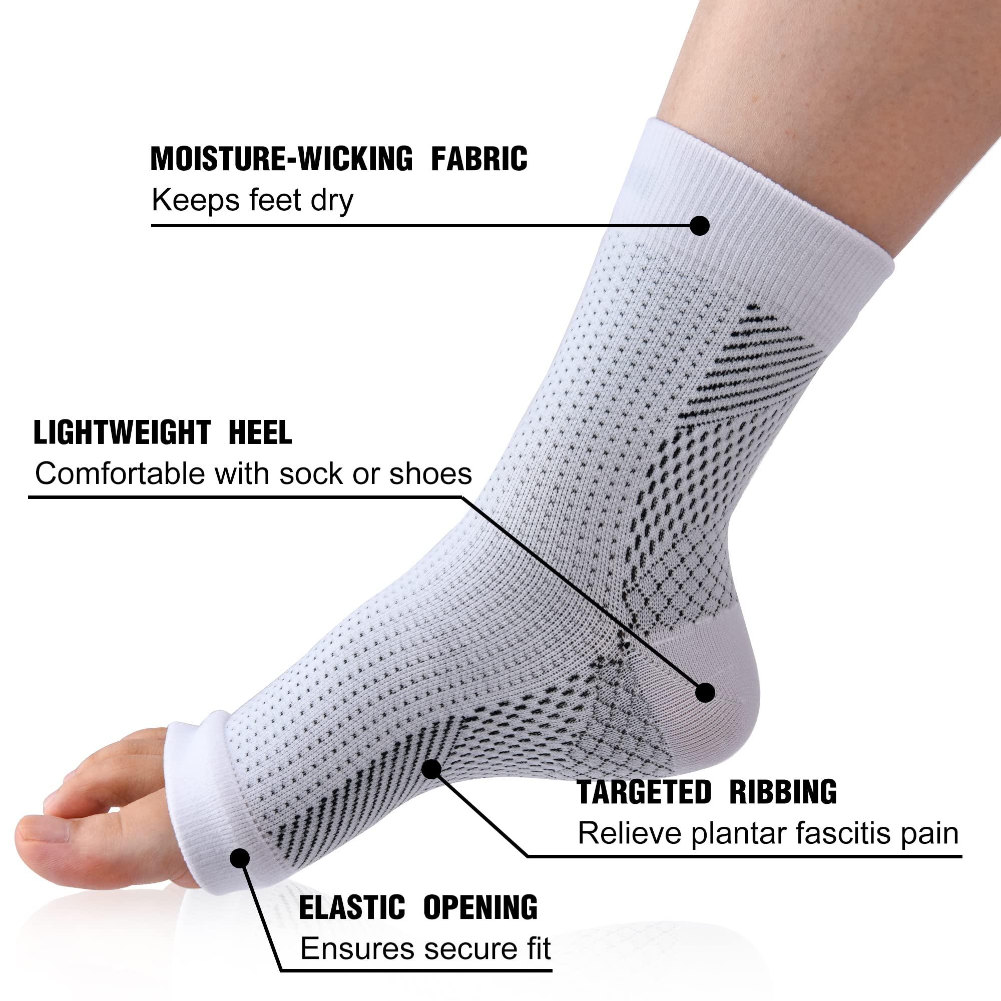 cheap4uk 4 Pairs Neuropathy Socks Compression Socks for Women & Men Plantar Fasciitis Socks Ankle Support Brace for Sprained Ankle Breathable Anti-Slip Soothe Socks for Pain Relie(4White+4Black,8-11) 2