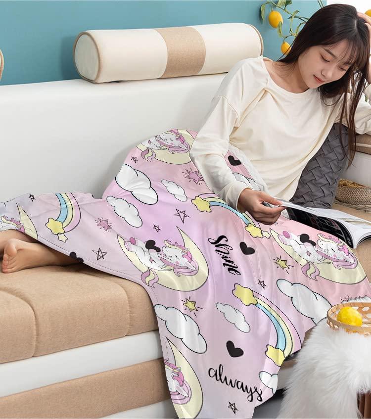 PQCXXA Magic Unicorn Blanket - Soft Flannel Fleece Blanket for Girls Kids, Microfiber Fleece Blanket for Couch, Bedroom, Travel (Cloud, 150x200cm) 3