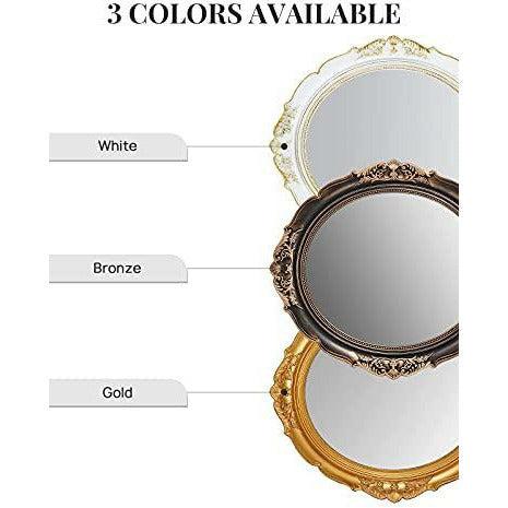 OMIRO Decorative Wall Mirror, Vintage Carved Hanging Mirrors for Bedroom Living-Room Dresser Decor, Oval Antique Gold, L 4