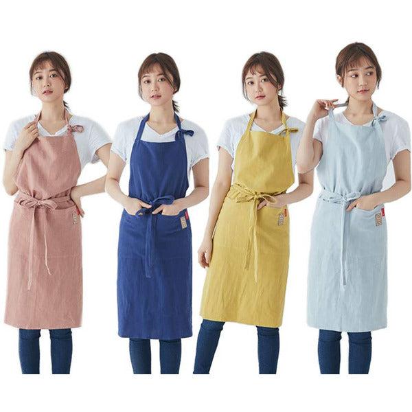 LeerKing Unisex Cooking Aprons Adjustable Strape Tie Apron with 2 Pockets Kitchen Chef Women Men Cotton and Linen Aprons for Girl Boy Home Kitchen, Restaurant, Coffee house, Navy 2