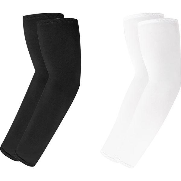 GLAITC Arm Sleeves for Men Women 2 Pairs UV Sun Protection Arm Sleeves Cooling Arm Sleeves Breathable Arm Sleeve to Cover Arms for Cycling, Driving, Outdoor Sports, Golf, Hiking (Black and white)