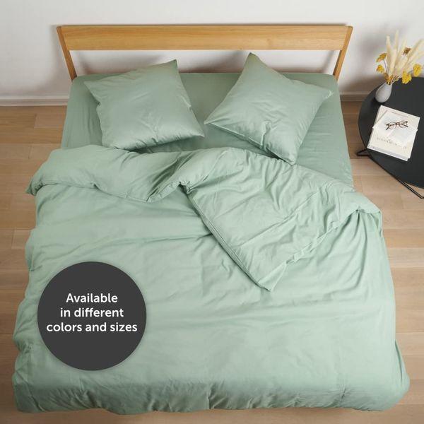 Blumtal Cotton Sateen Bed Sheets like Egyptian Cotton Fitted Sheet, 400 Thread Count, Single Fitted Sheet, Luxurious, Cosy and Durable Green Fitted Sheet, 90 x 190 cm 3