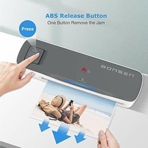 Laminator Machine, BONSEN 4 in 1 Thermal Laminator with 50 Laminating Pouches, A4 Portable Laminator with Paper Trimmer and Corner Rounder, 9 Inches Personal Laminator for Home School Office 2