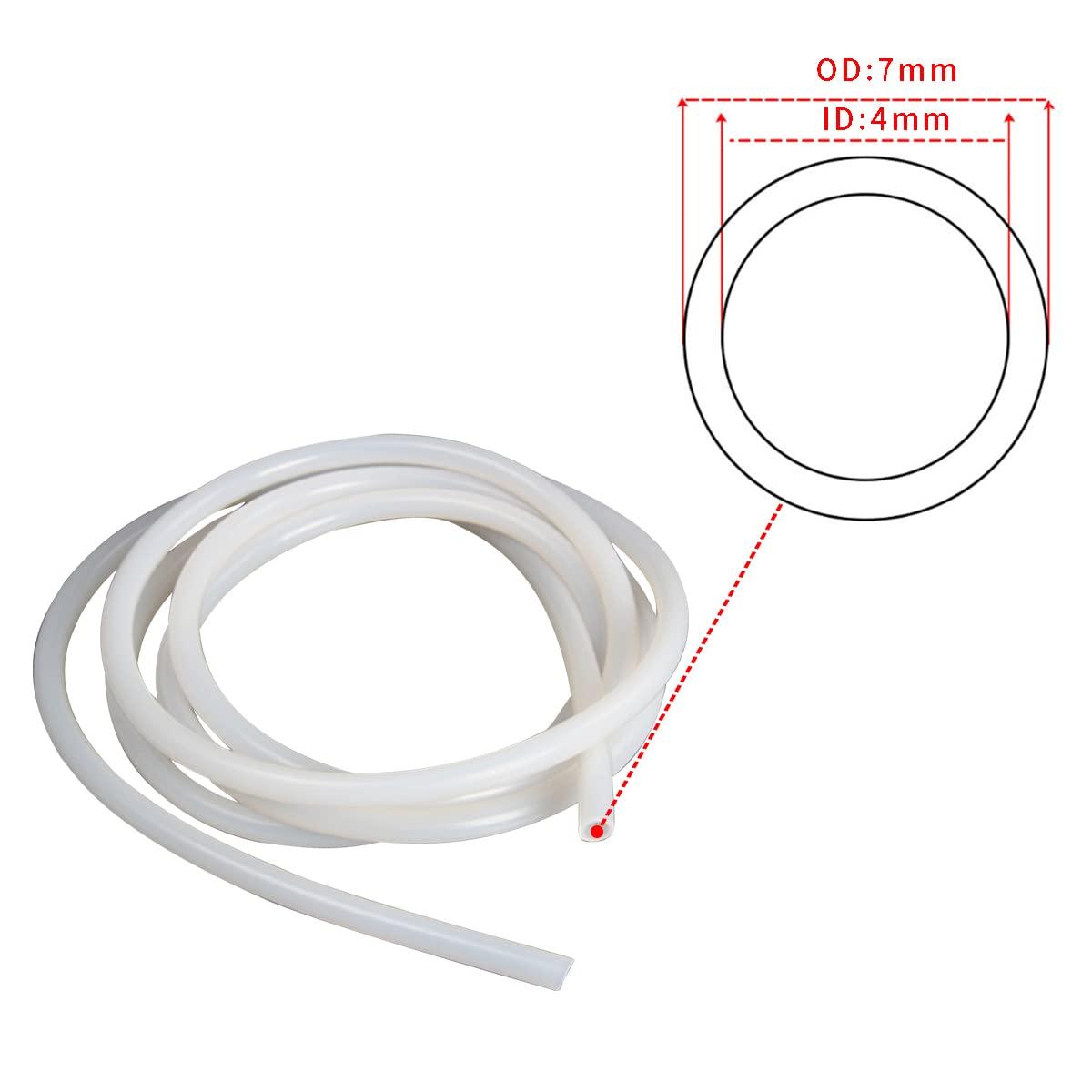 MACHSWON Silicone Tube 4mm ID 7mm OD 100.04ft White Silicone Rubber Tube Silicone Tube Food Grade Air Hose for Pump Transfer 30.5m 4