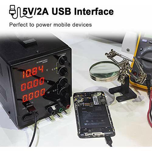 DC Power Supply Variable (0-30V, 0-10A) KAIWEETSÂ® Lab Power Supply, 4-Digital LED Display Adjustable Regulated Bench Power Supply for Lab Teaching, Electronic Repair, DIY, with 5V/2A USB Port 4
