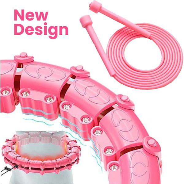 LIMIVA Smart Weighted Hula Hoop 28 Detachable Knots With Skipping Rope For Adults, Smart Weighted Hula Hoop With 360 Auto-Spinning Ball For Children and Adults Fitness (Pink) 1