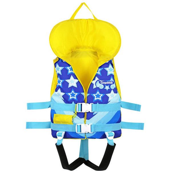 Gogokids Swim Float Vest for Kids - Boys Girls Heads-Up Flotation Jacket Buoyancy Swimsuit Swimwear for Children Swimming Learning, Orange XS