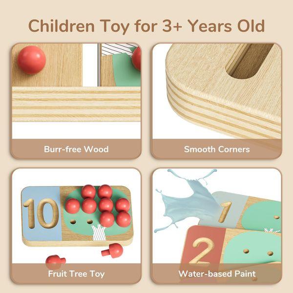 TOP BRIGHT Wooden Math Toy for 3 Years Old Toddlers, Montessori Educational Learning Toy for Children Age 3 4 5 Birthday Gift for Boys Girls, Counting Peg Board Game and Number Writing Practice 3