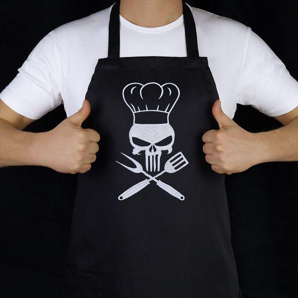 EXPRESS-STICKEREI Cooking apron unisex Adjustable Kitchen Aprons with Pocket | adjustable neck strap (Cooking Skull - Kochschürze) 4