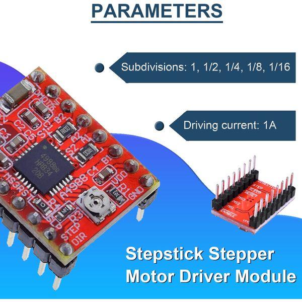 DAOKAI 5PCS A4988 Stepstick Stepper Motor Driver Module Voltage Regulator for Arduino 3D Printer Engraving Machine, with Heat Sink Cross Screwdriver 1