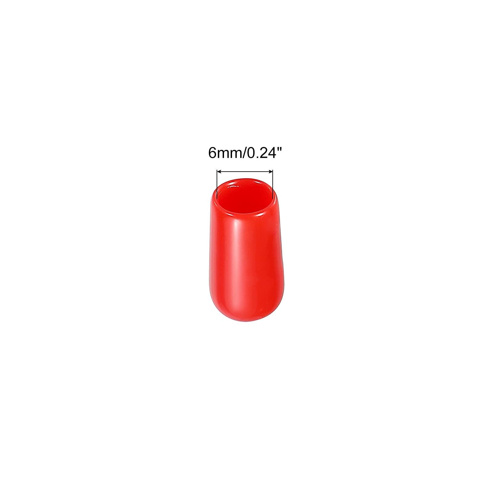 sourcing map 200pcs Rubber End Caps Cover Assortment 6mm PVC Vinyl Screw Thread Protector for Screw Bolt Black Red 1