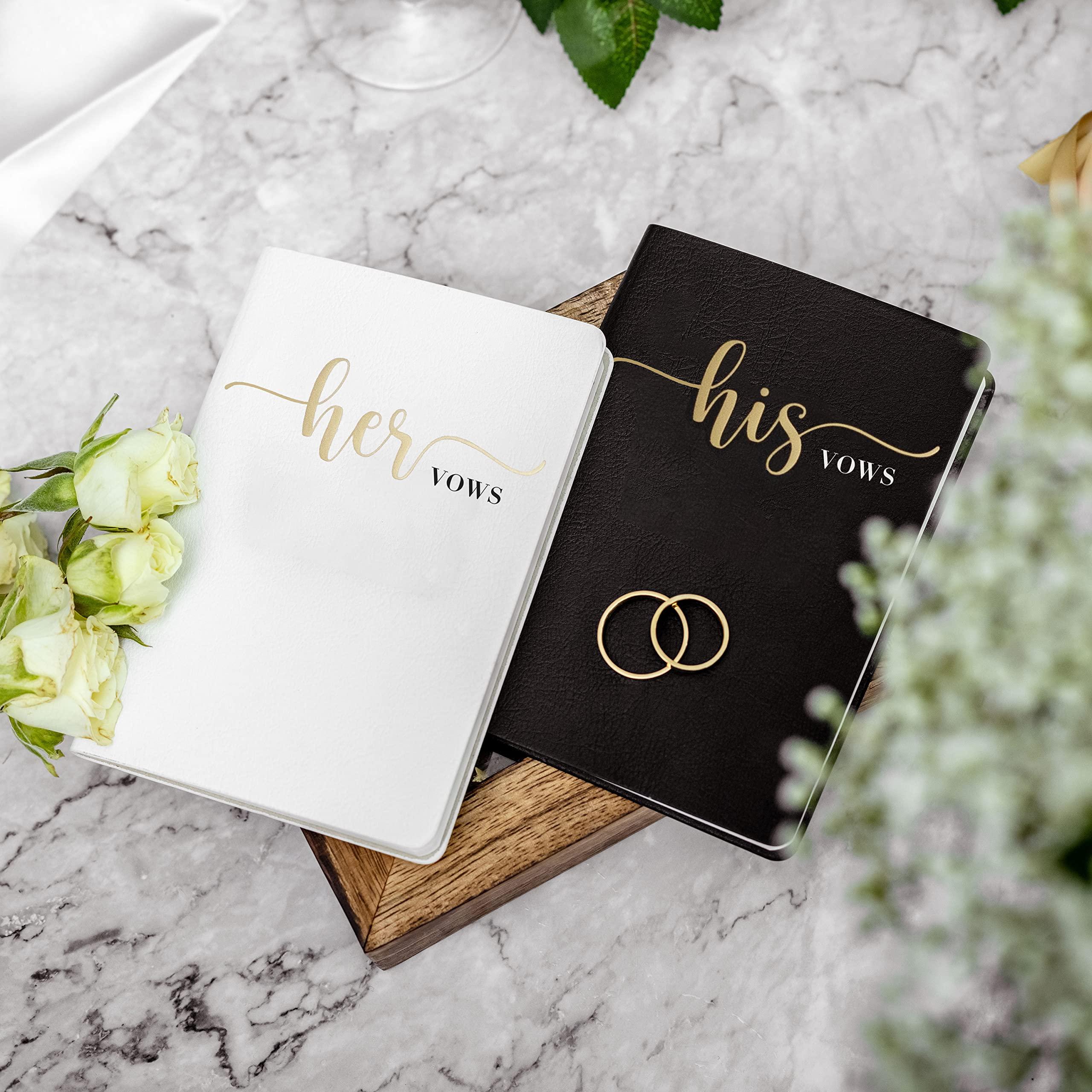 Prazoli Wedding Vow Books for Wedding Day Essentials, Cool Engagement Gifts for Couples, Wedding Registry Items, Supplies & Stuff, Mr and Mrs Gifts for Bride to Be (Serif Gold) 3