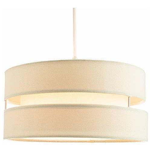 Contemporary Quality Cream Linen Fabric Triple Tier Ceiling Pendant Light Shade | 60w Maximum | Designer Style | 26cm Diameter by Happy Homewares 2