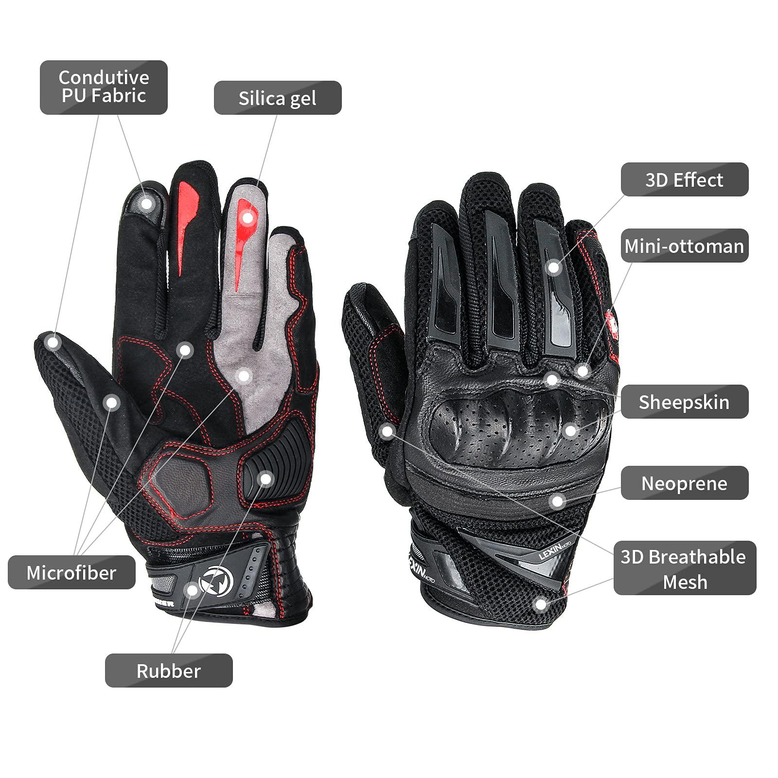 LEXIN Motorcycle Riding Gloves, Motorcycle Gloves for Men, Hard Knuckle Touch Screen Motorbike Glove for Cycling, ATV, Driving M/L/XL (045Black, L) 1